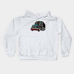 Neon Peterbilt Truck Kids Hoodie